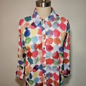New York & Company Multicolor Button-Down Shirt